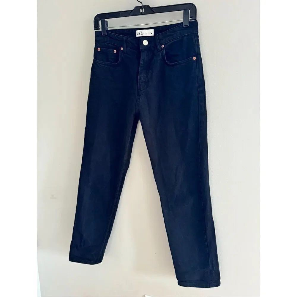 Zara Black The 90’s Slim Straight Denim Jeans, Women’s Size 4
